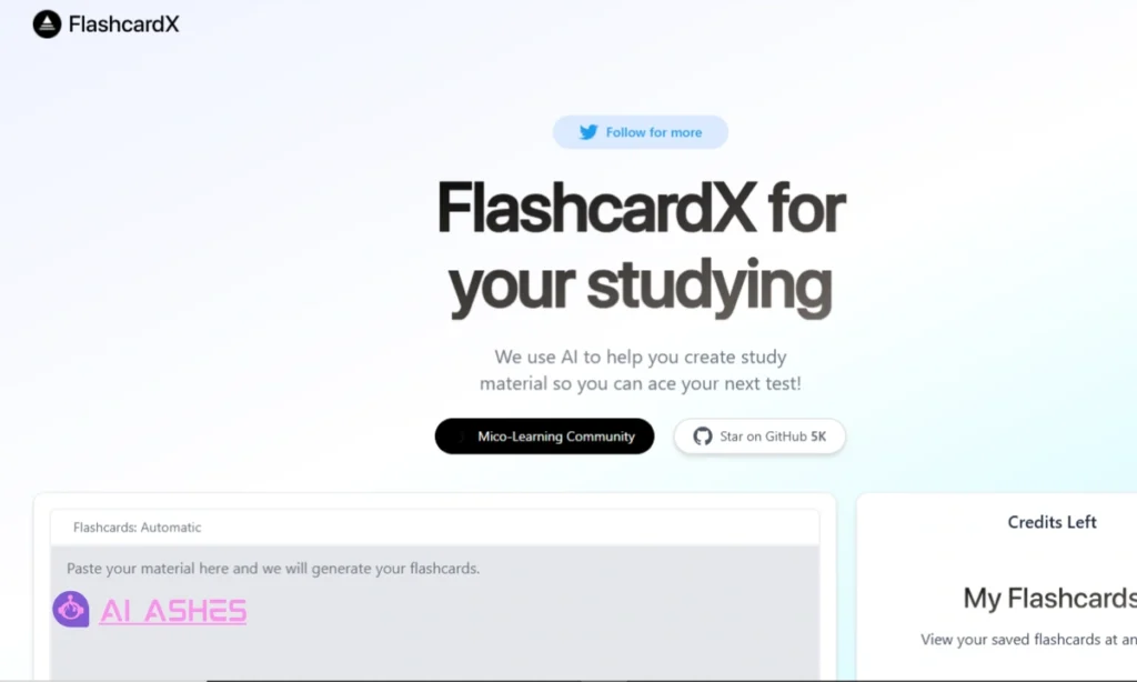 FlashcardX interface