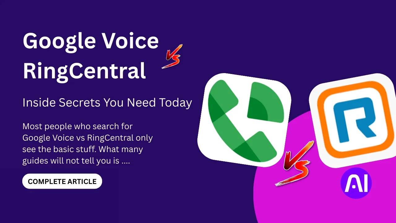 Google Voice vs RingCentral comparison cover image showing service logos and article title Inside Secrets You Need Today.