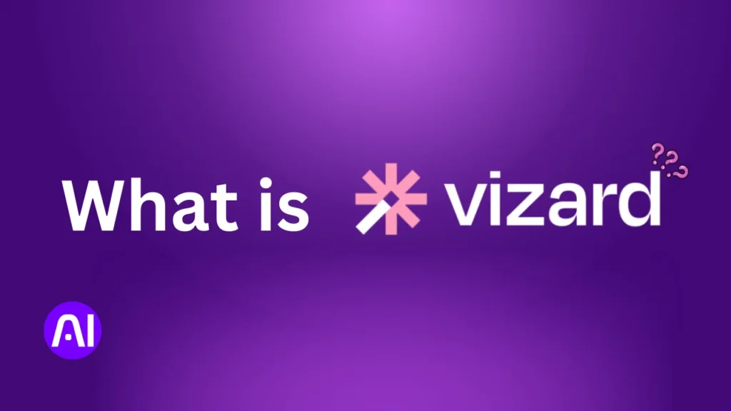 Purple background image with the text 'What is Vizard AI' featuring the Vizard logo in the center.