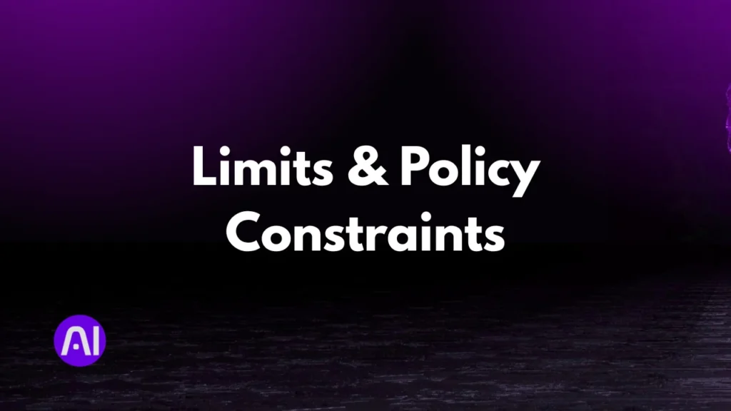 Purple background graphic with bold text Limits & Policy Constraints, used to explain rules and restrictions of GPT-4o LoRA fine-tuning.