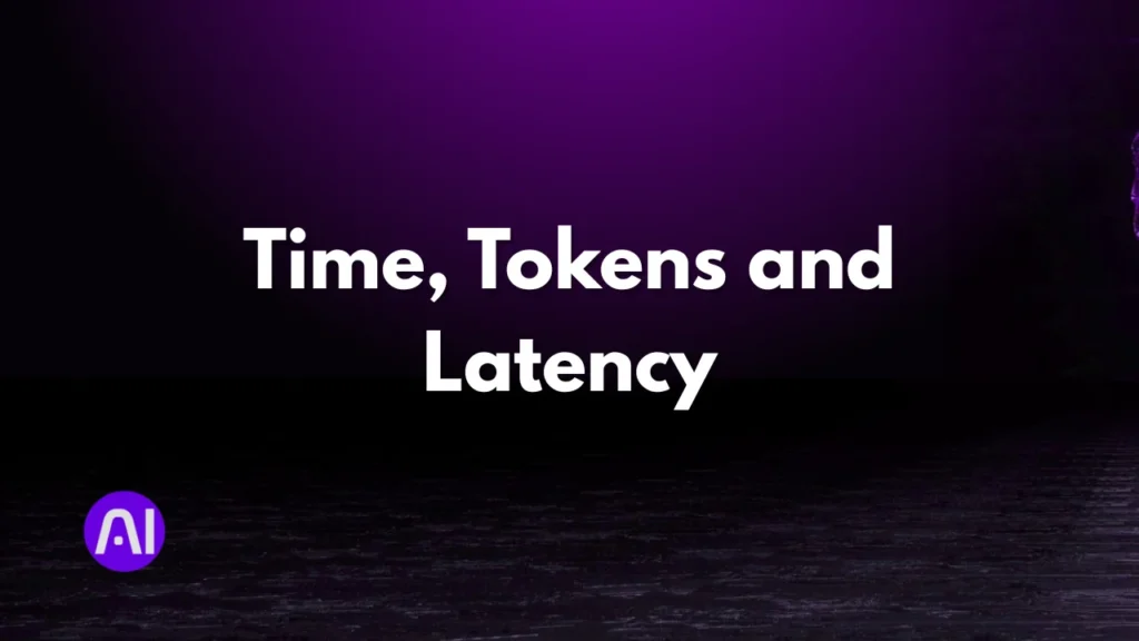 Purple themed graphic showing the heading Time, Tokens and Latency, highlighting cost and speed considerations of GPT-4o LoRA fine-tuning.