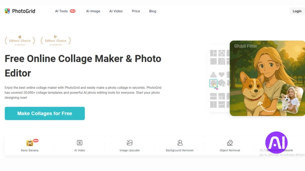 PhotoGrid login page