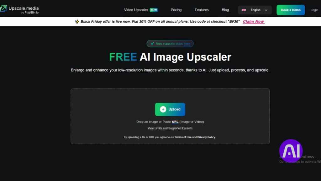 Upscale.media login page