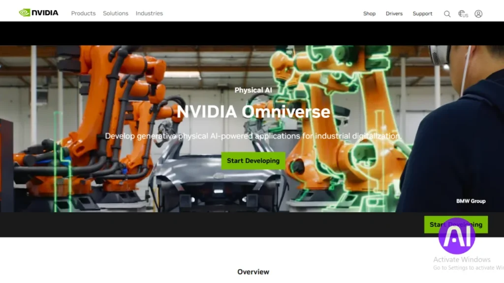 NVIDIA Omniverse Start Developing page for using the Best AI Tools for 3D Generation.