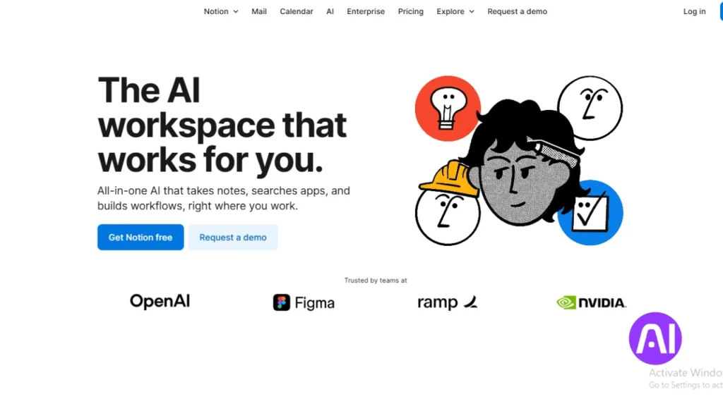 Notion AI login page for accessing tools discussed in AI Tools for Startup.