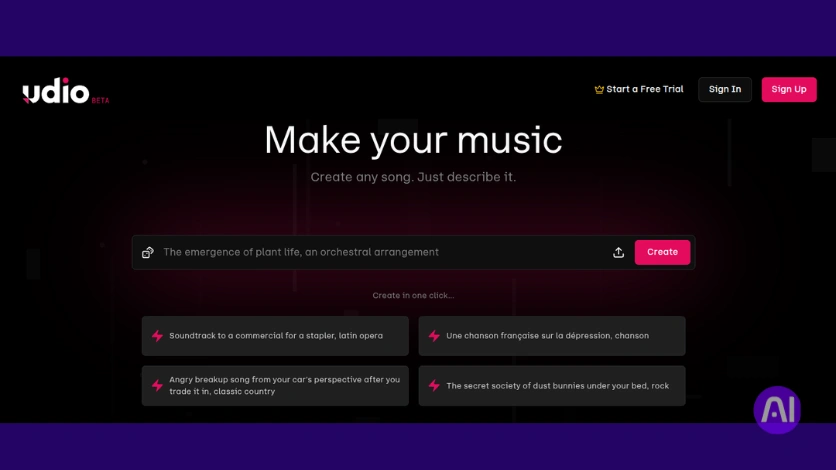 Udio AI music generator